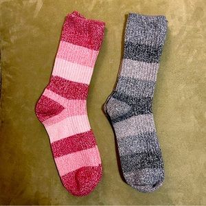 Two pairs striped crew socks